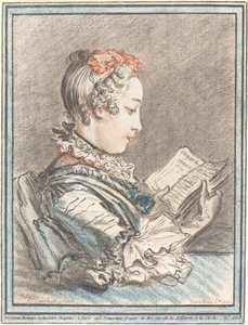 Junges Mädchen liest Héloise und Abélard, 1770 von Gilles Demarteau