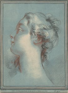 Kopf einer jungen Frau nach links gewandt von Gilles Demarteau, the Elder, after François Boucher