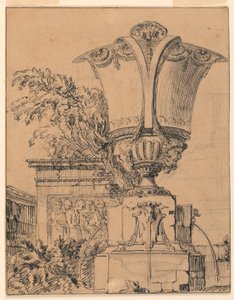 Entwurf für einen Brunnen in einem Park von Gilles Marie Oppenord