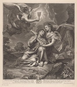 Christus im Garten von Gethsemane mit zwei Engeln von Gilles Rousselet