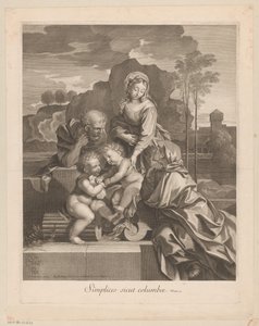 Heilige Familie mit Elisabeth und Johannes dem Täufer mit Taube von Gilles Rousselet