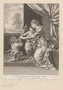 Maria mit Kind und Johannes dem Täufer, der ein Kreuz überreicht von Gilles Rousselet