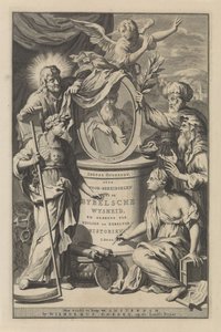 Biblische Figuren enthüllen das Porträt von Moses von Gilliam van der Gouwen