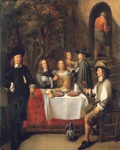 Elegante Gesellschaft an einem Tisch auf einer Terrasse von Gillis Van Tilborch