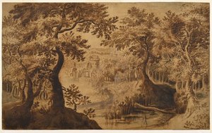 Waldlandschaft mit Aussicht von Gillis van III (circle of) Coninxloo