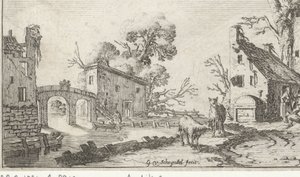 Bauernhof und Turm an einem Fluss (das Gehör) von Gillis van Scheyndel (I)