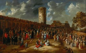 Ein Bogenschießwettbewerb außerhalb der Stadtmauern