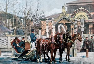 Eine Troika-Schlittenfahrt in Moskau, Russland, um 1890 von Gillot