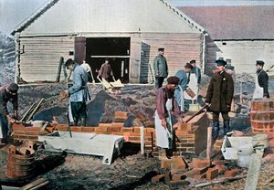 Bauarbeiter außerhalb von Moskau, Russland