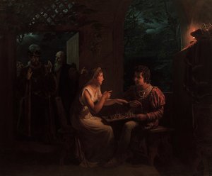 Ferdinand und Miranda spielen Schach, 1822 von Gillot Saint Evre