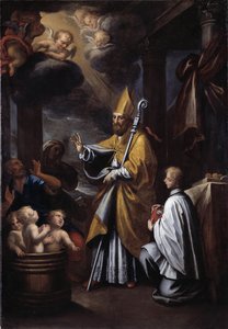Der heilige Nikolaus erweckt drei Kinder zum Leben von Gio Raffaele Badaracco