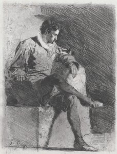 Sitzender Mann im Kostüm des sechzehnten Jahrhunderts, ca. 1878