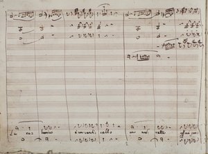 Musikalische Partitur für die Arie La calunnia è un venticello, in Der Barbier von Sevilla