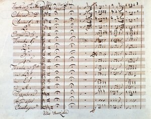 Seite der Partitur von La gazza ladra von Gioachino Rossini