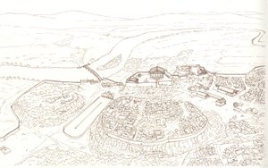Antikes Rom (archaisch): Ansicht der Stadt Rom im 6. Jahrhundert v. Chr. von Giorgio Albertini