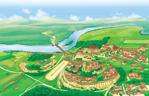 Antikes Rom (archaisch): Ansicht der Stadt Rom im 6. Jahrhundert v. Chr. von Giorgio Albertini