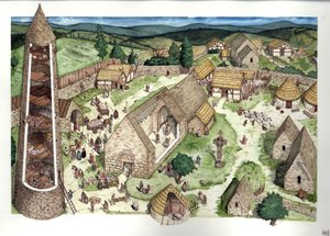 Mittelalter: Rekonstruktion des alten Klosters von Glendalough