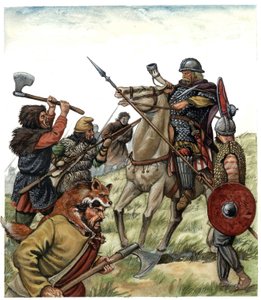 Mittelalter: Szene der Schlacht von Roncesvaux