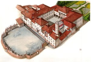 Ansicht des Palastes Arese Borromeo, erbaut im 17. Jahrhundert, in Cesano Maderno, Italien von Giorgio Albertini