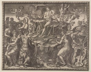 Apollo und die Musen auf dem Berg Parnass