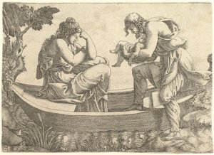 Danae und der Säugling Perseus, der von Acrisius ins Meer geworfen wird, 1543