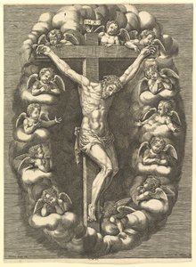 Der gekreuzigte Christus umgeben von trauernden Engeln, 1575-1679