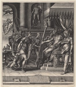 Die Verleumdung des Apelles von Giorgio Ghisi after Luca Penni