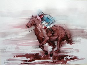Galoppierender Rennpferd Jockey von Giorgio Gosti