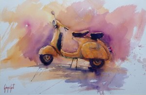 Goldener Retro-Roller von Giorgio Gosti