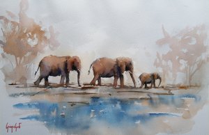 Friedlicher Elefantenspaziergang von Giorgio Gosti