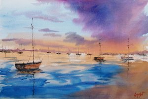 Lila Sonnenuntergang Marina