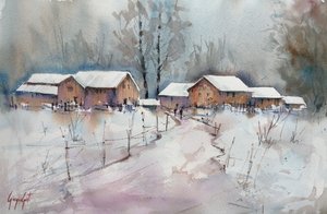 Rustikales Winterdorf von Giorgio Gosti