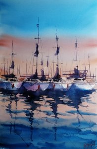 Segelboote bei Sonnenuntergang von Giorgio Gosti