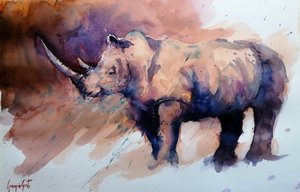 Lebhaftes Aquarell Nashorn