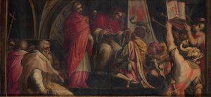 Papst Clemens IV. übergibt seine Insignien an die Kapitäne der Guelfenpartei, 1563-1565 von Giorgio Vasari