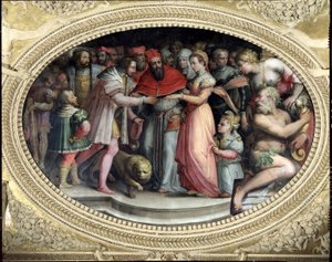 Papst Clemens VII. heiratet Catherine de Medici und Henri II. von Frankreich, 28. Oktober 1533, aus der 