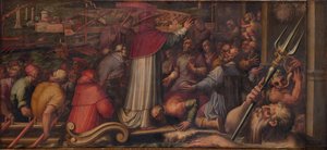 Papst Eugen IV. geht in Livorno an Land, um in Florenz Zuflucht zu suchen, 1563-1565 von Giorgio Vasari