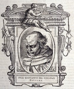 Porträt von Beato Angelico genannt Fra Angelico (Guido Di Pietro Da Mugello) 1390-1455, italienischer Maler. In „Lives of the best Italian sculptors and architects“ von Giorgio Vasari 1568 von Giorgio Vasari