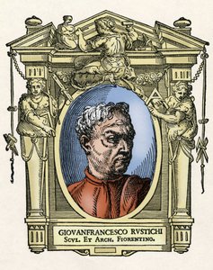 Porträt von Giovan Francesco Rustici, italienischer Bildhauer und Architekt. Gravur aus dem Werk Leben der ausgezeichnetsten Maler, Bildhauer und Architekten von Giorgio Vasari