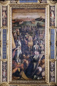 Die Eroberung von Casole von der Decke des Salone dei Cinquecento, 1565