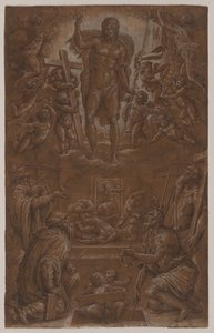 Der auferstandene Christus, von Heiligen und Engeln angebetet, 1566-1568