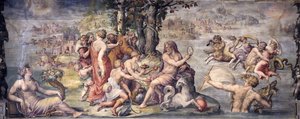Die ersten Früchte der Erde, Saturn angeboten, 1655-1657 von Giorgio Vasari