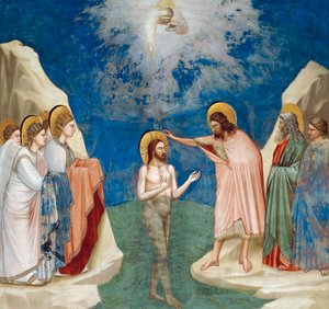 Taufe Christi, Detail aus Leben und Passion Christi, von Giotto von Giotto (c.1266 1337)