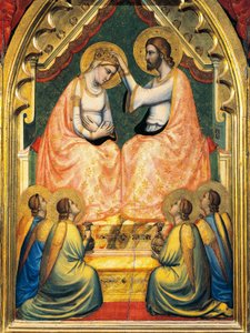 Italien, Florenz, Basilika Santa Croce, Bandini Baroncelli-Kapelle, Krönung der Jungfrau, von Giotto (1267-1337), Fresko, Detail