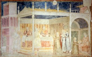 Italien, Florenz, Basilika Santa Croce, Peruzzi-Kapelle, Fest des Herodes (Detail)