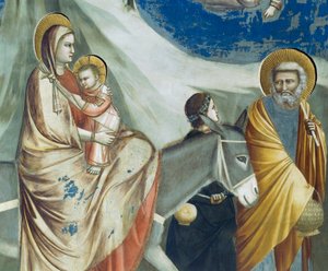 Die Flucht nach Ägypten, Detail aus Leben und Passion Christi, von Giotto