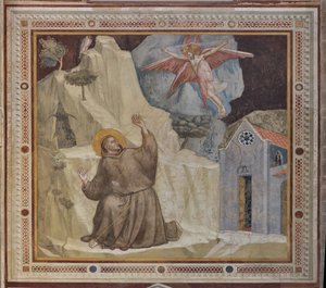 Querschiff, äußerer Teil der Bardi-Kapelle: St. Franziskus und die Stigmata von Giotto (c.1266 1337)