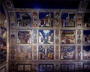 Ansicht der Nordwand mit Szenen aus dem Leben der Jungfrau Maria und dem Leben Christi, ca. 1305 (Fresko) von Giotto (c.1266 1337)