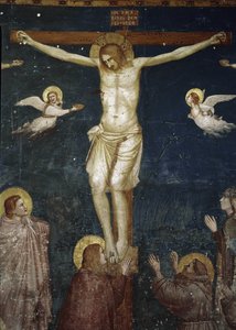 Christus am Kreuz, Detail der Kreuzigung mit fünf Franziskanern - Fresko von Giotto (c.1266 1337)