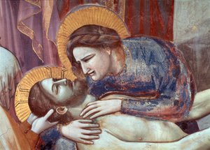 Klage Christi, Detail der Jungfrau (Fresko)